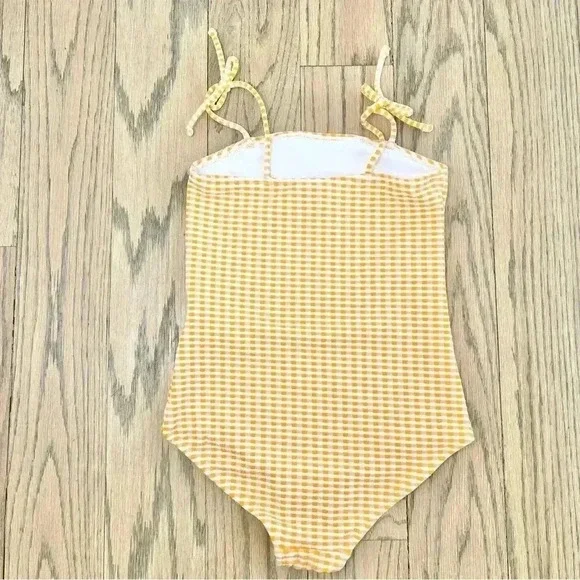 Cotton On Kids Girls Kerrie One Piece Orange and White Checkered Swimsuit Size 8 - Picture 4 of 8